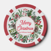vrolijk kerstfeest winter groenblijvende planten r poker chips (Achterkant)