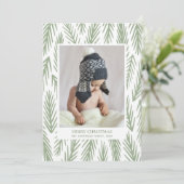 vrolijk kerstfeest. Winter groene dennen patroon f Feestdagenkaart (Staand voorkant)