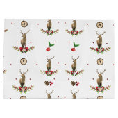 Vrolijk Kerstfeest Winter Idyll Deer Gepersonalise Groot Cadeauzakje (Achterkant)