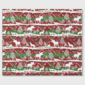 Vrolijk kerstfeest, winter, mazen en wolven, cadeaupapier (Vlak)