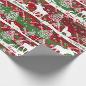 Vrolijk kerstfeest, winter, mazen en wolven, cadeaupapier (Hoek)