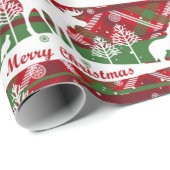 Vrolijk kerstfeest, winter, mazen en wolven, cadeaupapier (Rol Hoek)