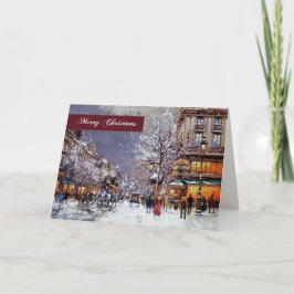 Vrolijk kerstfeest. Winter Parisian Scene Feestdagen Kaart