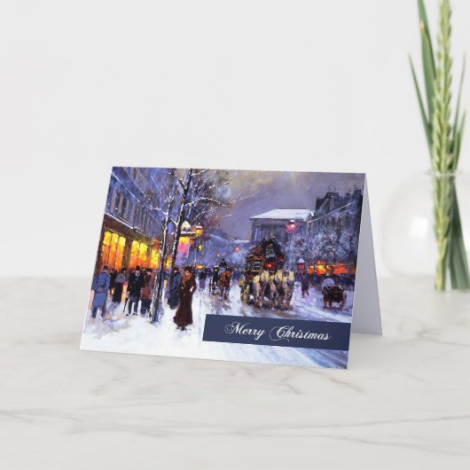 Vrolijk kerstfeest. Winter Parisian Scene Feestdagen Kaart (Voorkant)