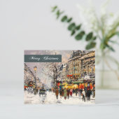Vrolijk kerstfeest. Winter Parisian Scene Feestdagenkaart (Staand voorkant)