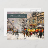 Vrolijk kerstfeest. Winter Parisian Scene Feestdagenkaart (Voorkant / Achterkant)