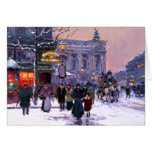 Vrolijk kerstfeest. Winter Parisian Scene Kaart