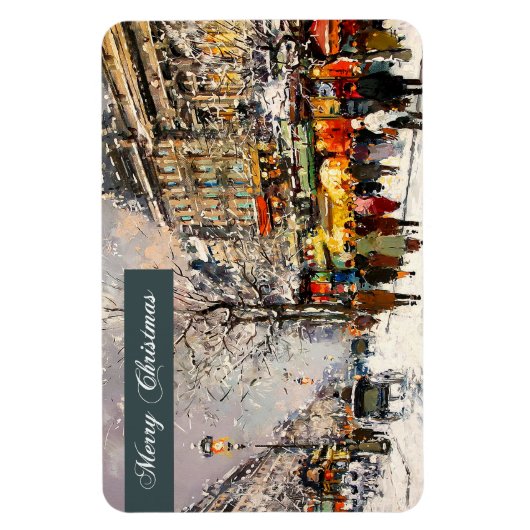 Vrolijk kerstfeest. Winter Parisian Scene Magneet (Verticaal)