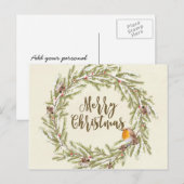 Vrolijk Kerstfeest Winter Robin briefkaart (Voorkant / Achterkant)