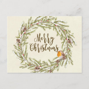 Vrolijk Kerstfeest Winter Robin briefkaart
