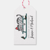 Vrolijk kerstfeest | Winter Sled Cat Cadeaulabel (Voorkant)