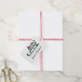 Vrolijk kerstfeest | Winter Sled Cat Cadeaulabel (Met Touw)