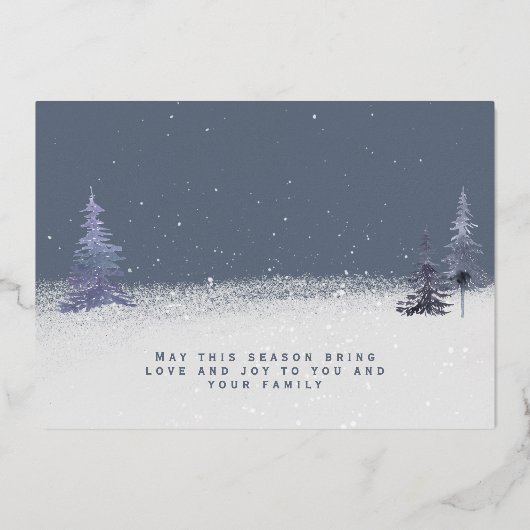 Vrolijk Kerstfeest Winter Sneeuw Familie Foto Goud Folie Feestdagenkaart (Achterkant)