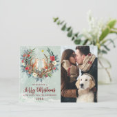 Vrolijk Kerstfeest Winter Sneeuwvossen Fotokaart Feestdagenkaart (Staand voorkant)