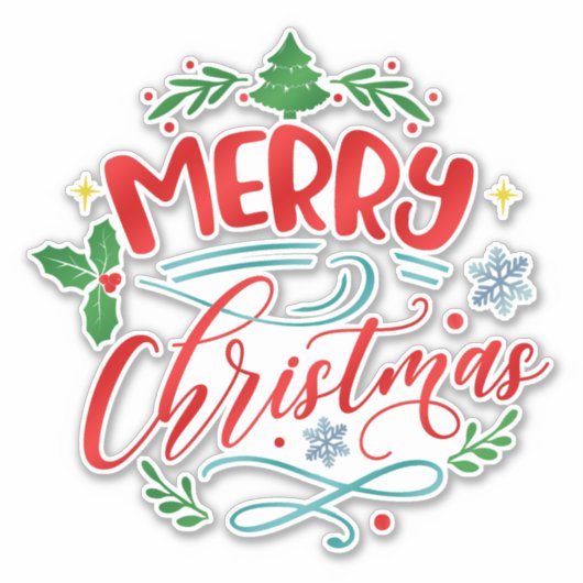 Vrolijk kerstfeest Winter Sticker (Voorkant)