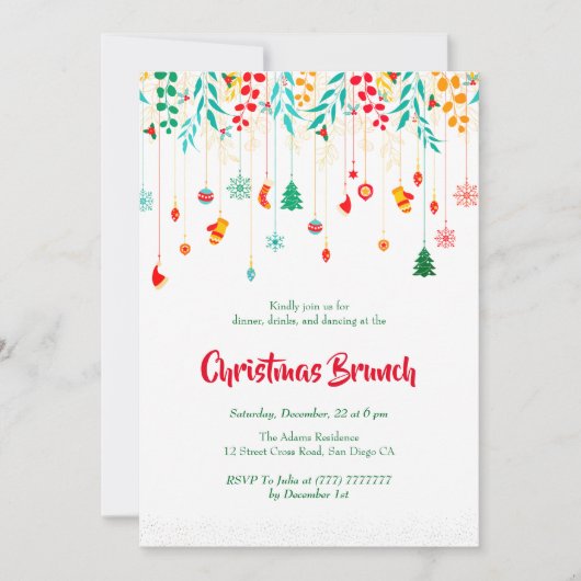 Vrolijk Kerstfeest Winter Stockings Holiday Party Kaart (Voorkant)