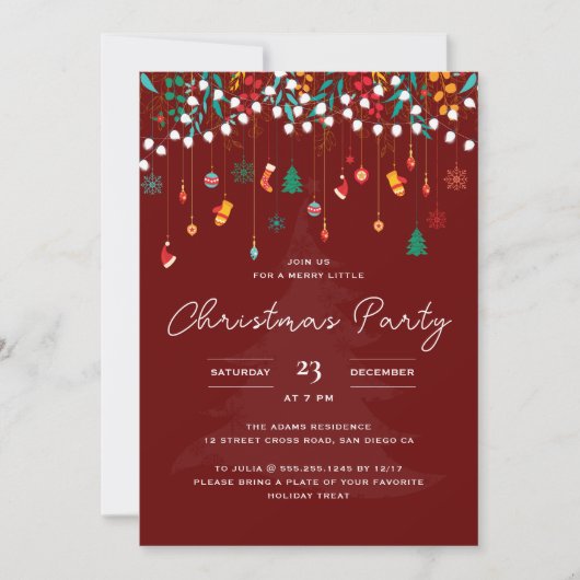 Vrolijk Kerstfeest Winter Stockings Holiday Party Kaart (Voorkant)