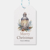Vrolijk Kerstfeest Winter Vakantie Lantern Cadeaulabel (Voorkant)