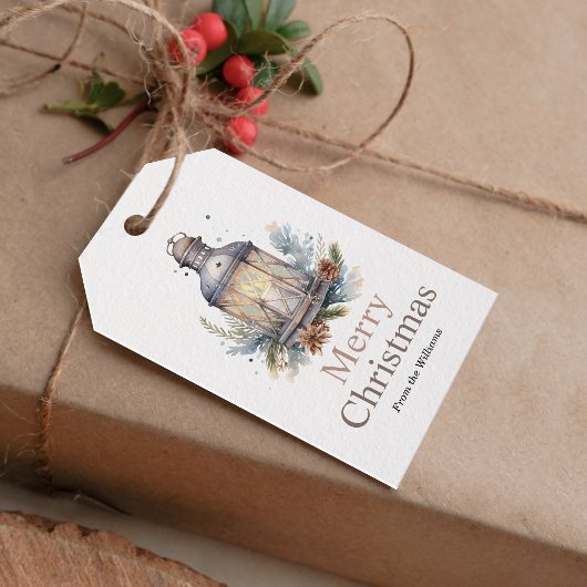 Vrolijk Kerstfeest Winter Vakantie Lantern Cadeaulabel