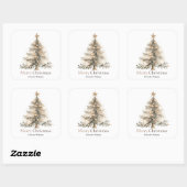 Vrolijk Kerstfeest Winter Vakantie Waterverf Tree Vierkante Sticker (Vel)