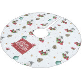 Vrolijk Kerstfeest Winter Vogelpatroon Waterverf Kerstboom Rok (Gekanteld)