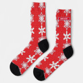 Vrolijk kerstfeest! Winter White Snowflakes Red Sokken (Links)