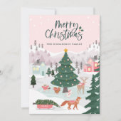 Vrolijk Kerstfeest Winter Wonderland Bos Dieren Feestdagenkaart (Voorkant)