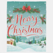 Vrolijk Kerstfeest Winter Wonderland Scene Fleece Deken (Voorkant)