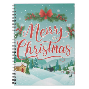 Vrolijk Kerstfeest Winter Wonderland Scene Notitieboek