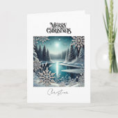 Vrolijk Kerstfeest Winter Wonderland Sneeuwvlokken Kaart (Voorkant)