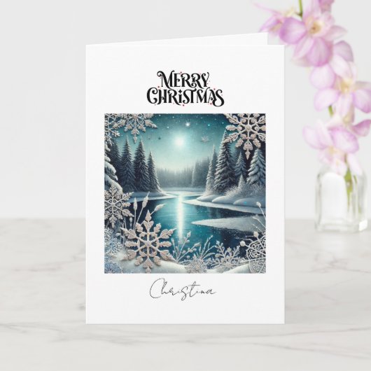 Vrolijk Kerstfeest Winter Wonderland Sneeuwvlokken Kaart (Orchidee)