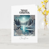 Vrolijk Kerstfeest Winter Wonderland Sneeuwvlokken Kaart (Gele Bloem)