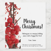 Vrolijk kerstfeest, winterbessen wijn etiket (Enkel label)