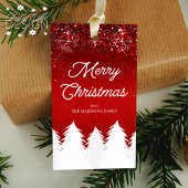 Vrolijk Kerstfeest Winterbomen & Sneeuwvlokken Roo Cadeaulabel