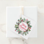 Vrolijk Kerstfeest Wintergroen Rood script Bedankjes Labels (In situ)