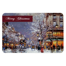 Vrolijk kerstfeest. Winterparisian Scene Magneet