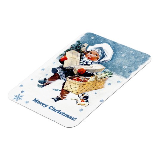 Vrolijk kerstfeest. wintersceen magneet (Linkerzijde)