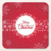 Vrolijk kerstfeest wintersneeuwvlokken rood kartonnen onderzetters (Voorkant)
