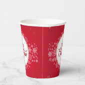 Vrolijk kerstfeest wintersneeuwvlokken rood papieren bekers (Rechts)
