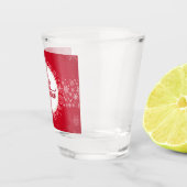 Vrolijk kerstfeest wintersneeuwvlokken rood shot glas (Rechts)
