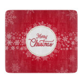 Vrolijk kerstfeest wintersneeuwvlokken rood snijplank (Voorkant)