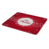 Vrolijk kerstfeest wintersneeuwvlokken rood snijplank (Hoek)