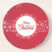 Vrolijk kerstfeest wintersneeuwvlokken rood zandsteen onderzetter (Voorkant)