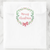 vrolijk kerstfeest. Wintervakantiekrans. Dennen Ronde Sticker (Tas)