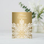 Vrolijk kerstfeest - Wit en Goud Snowflake Feestdagenkaart (Staand voorkant)