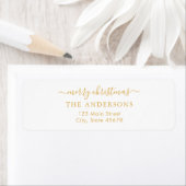 Vrolijk Kerstfeest Wit Goud Retouradres Etiket (Insitu)