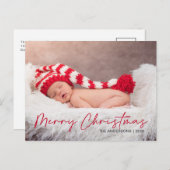 Vrolijk Kerstfeest Wit Handschrift Foto Feestdagenkaart (Voorkant / Achterkant)