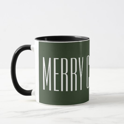 Vrolijk kerstfeest - wit op jager groen mok (Links)