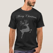 Vrolijk Kerstfeest Wit Rendier Silhouet T-shirt (Voorkant)
