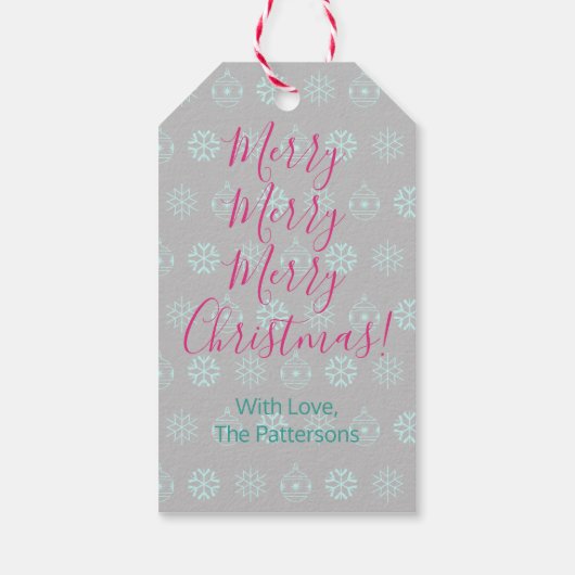 Vrolijk kerstfeest, wit script, doe-het-zelf naam, cadeaulabel (Achterkant)